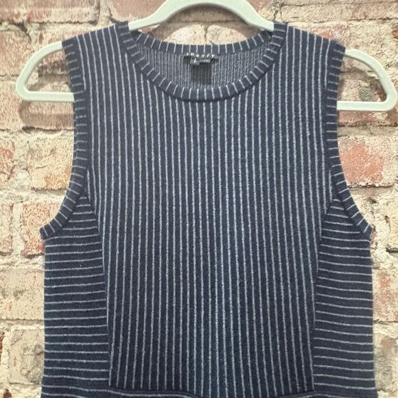 Theory Randria Evian Stretch Wool Navy A-Line Stripe Dress Size Small - Picture 7 of 10